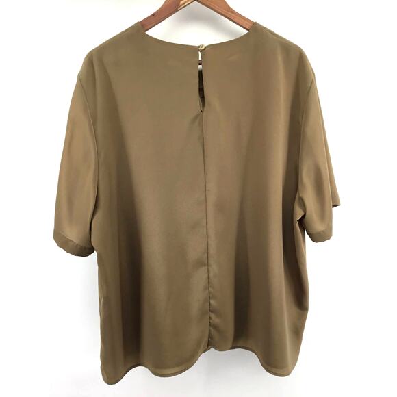 Heritage Road Woman Blouse Top Size 20W Olive Green Short Sleeve VTG Plus USA - Picture 2 of 3